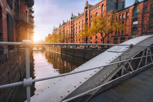 Production Service Germany - we organize stunning locations within Germany for your next production. Image: Arch Bridge Hafencity, Hamburg