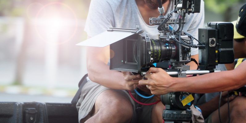 Production Service Germany, crew setting up camera behind the scenes